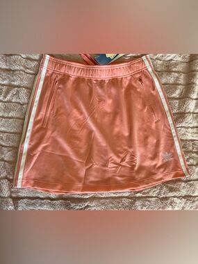 adidas Girls Coral Mini Skirt with White Side Stripes